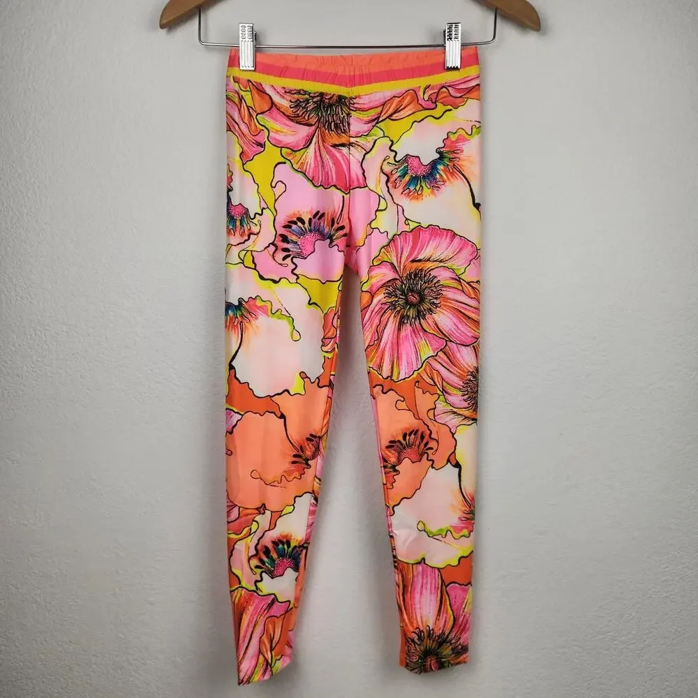Agua Bendita Kids Swim Rashguard Leggings in Pink, Orange, Yellow